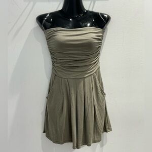 Chic Strapless Khaki Romper